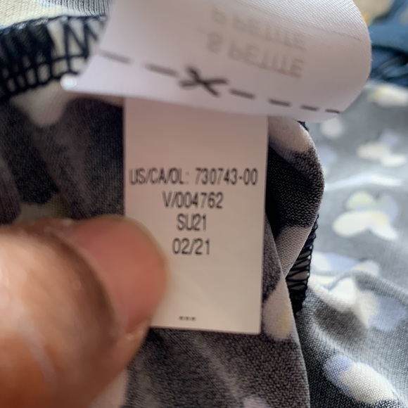 Banana Republic Midi Dress Blue Petite Small Sleeveless High Neck Geometric - Picture 9 of 9